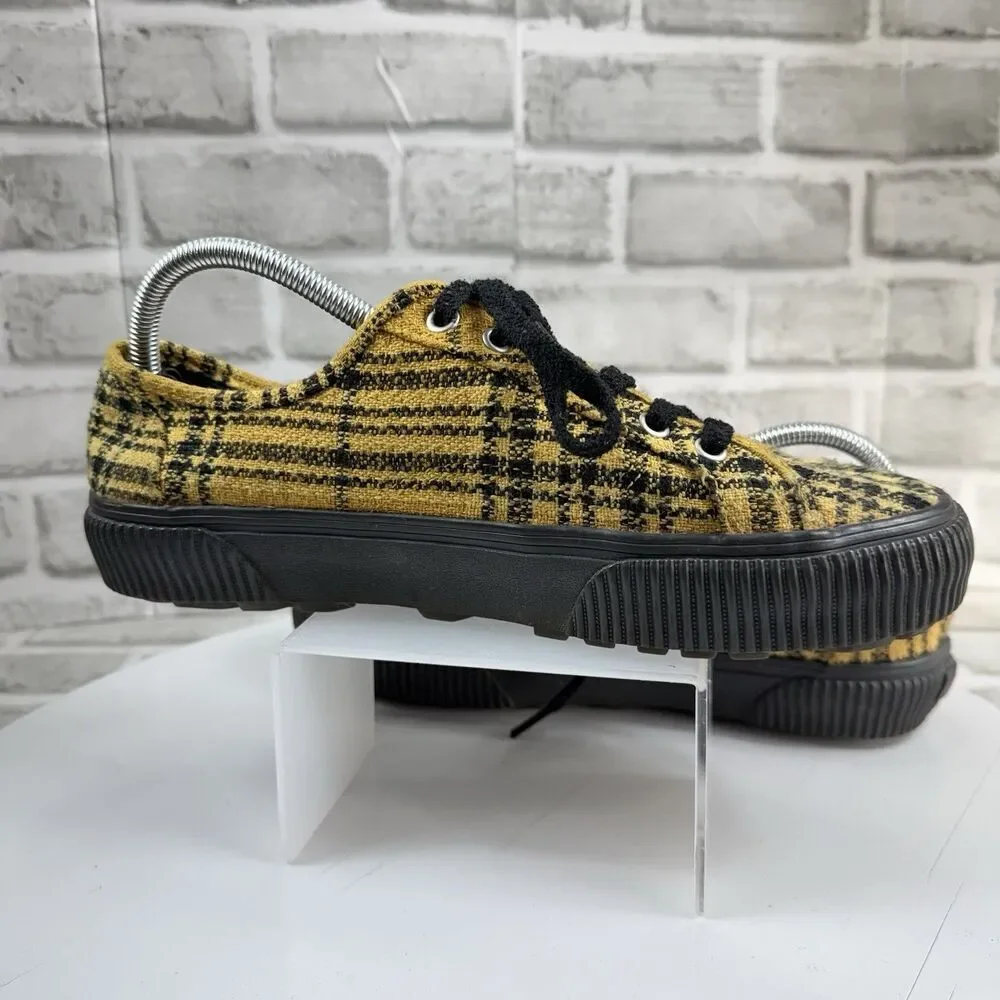 Vans Delridge Sf X Curren X Alex Knost Shoes Yellow Plaid 9 Men's Skate Shoes